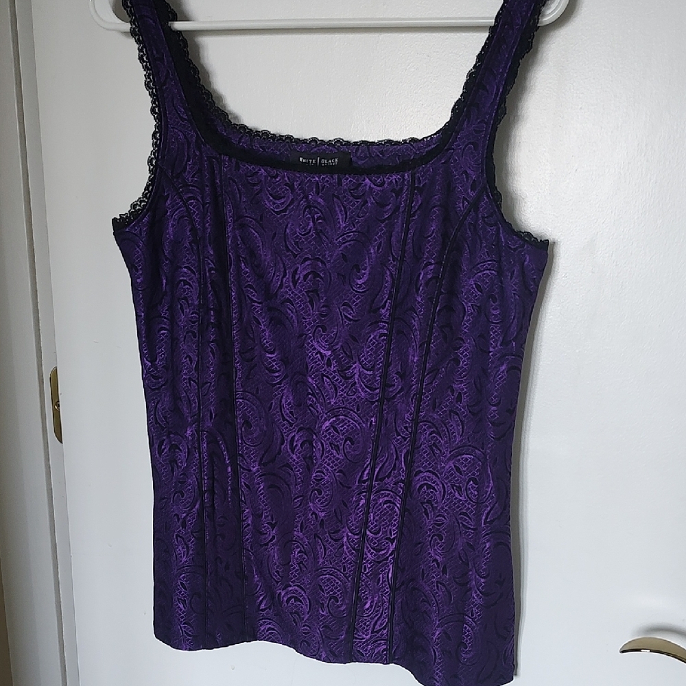 White House Black Market Purple Lace Tank Top